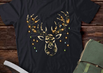 TA77-Christmas Holiday Camo Hunting Reindeer Deer Xmas Lights T-Shirt