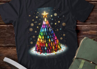 TA78-Teacher Crayon Christmas Tree Lights Student School Xmas T-Shirt