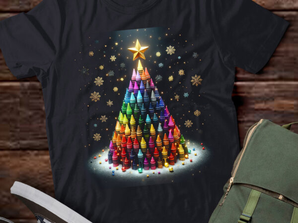 Ta78-teacher crayon christmas tree lights student school xmas t-shirt