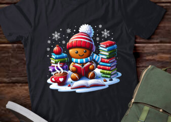 TA79-Gingerbread Reading Book Lovers Christmas Bookworm Librarian T-Shirt