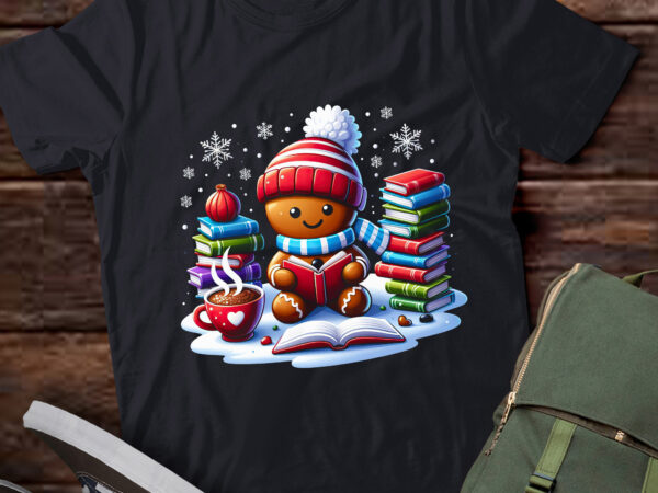 Ta79-gingerbread reading book lovers christmas bookworm librarian t-shirt