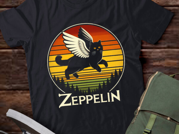 Ta89-vintage zeppelin name distressed music | cat’s lover animals t-shirt