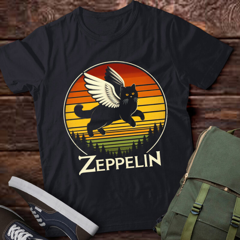 TA89-Vintage Zeppelin Name Distressed Music | Cat’s Lover Animals T-Shirt