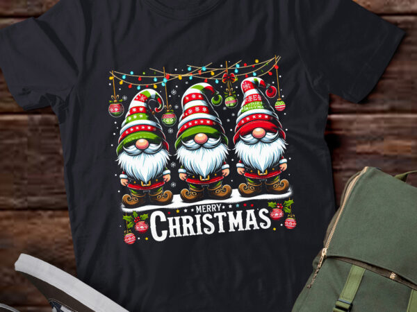 Ta91-cute gnomes merry christmas light family gnome xmas matching t-shirt