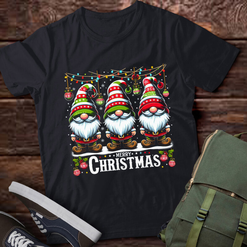 TA91-Cute Gnomes Merry Christmas Light Family Gnome Xmas Matching T-Shirt