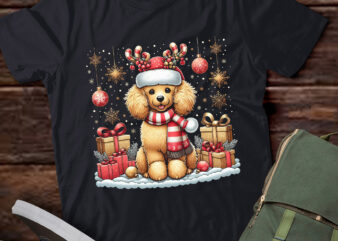 TA94-Xmas Lights Reindeer Santa Hat Toy Poodle Dog Christmas t-shirt