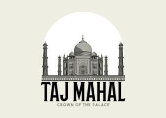 Taj Mahal palace Illustration t shirt designs for sale