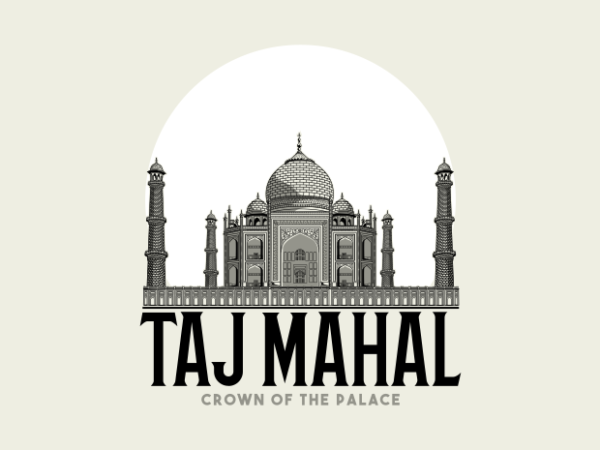 Taj mahal palace illustration t shirt designs for sale