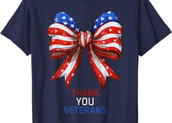 Thank You Veterans Patriotic Coquette Bow Veterans Day 2024 T-Shirt