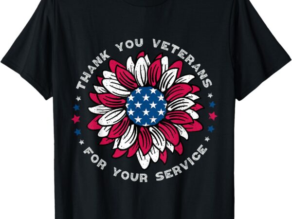 Thank you veterans sunflower, military veterans day tribute t-shirt