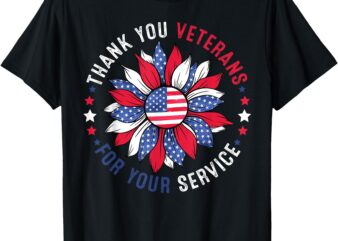 Thank You Veterans Sunflower, Military Veterans Day Tribute T-Shirt