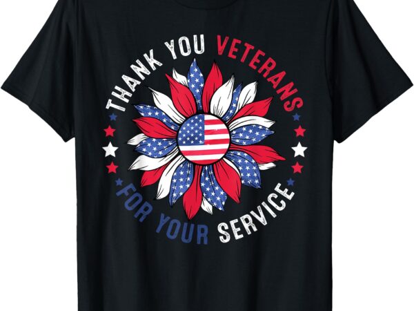 Thank you veterans sunflower, military veterans day tribute t-shirt