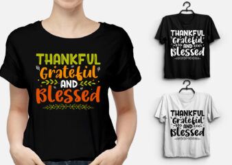 Thankful Grateful Blessed Thanksgiving T-Shirt Design