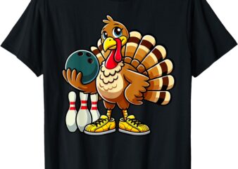 Thanksgiving Bowling Shirt Men Women Funny Turkey Bowling T-Shirt