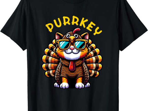 Thanksgiving cat funny thanksgiving pun purrkey turkey t-shirt