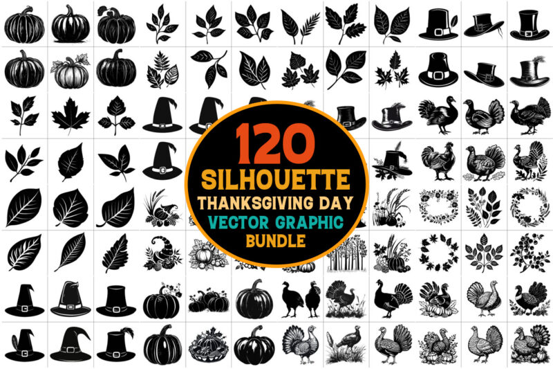 Thanksgiving Day Silhouette Vector Bundle