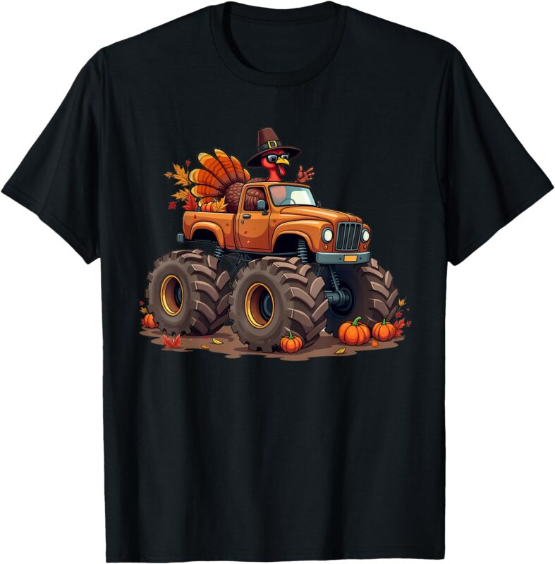 Thanksgiving Turkey Monster Truck youth Boys Kids toddlers T-Shirt