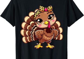 Thanksgiving Turkey Women Girl Leopard Autumn T-Shirt