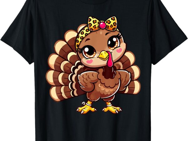 Thanksgiving turkey women girl leopard autumn t-shirt