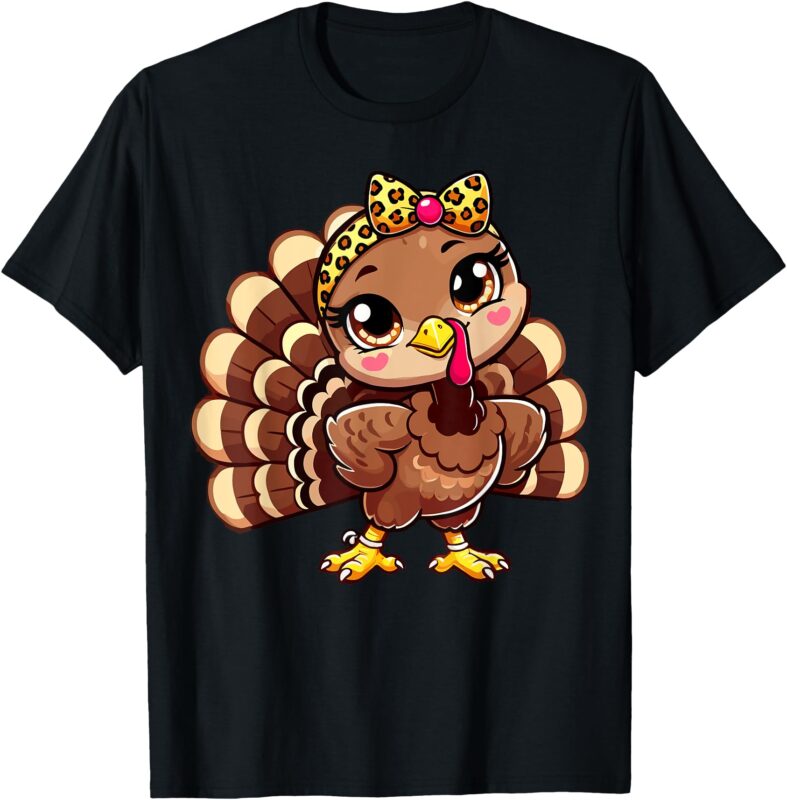 Thanksgiving Turkey Women Girl Leopard Autumn T-Shirt