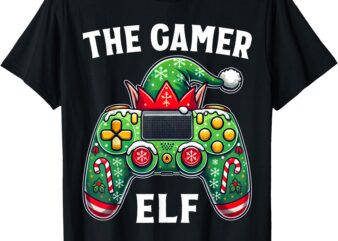 The Gamer Elf Video Game Gamer Gaming Controller Christmas T-Shirt