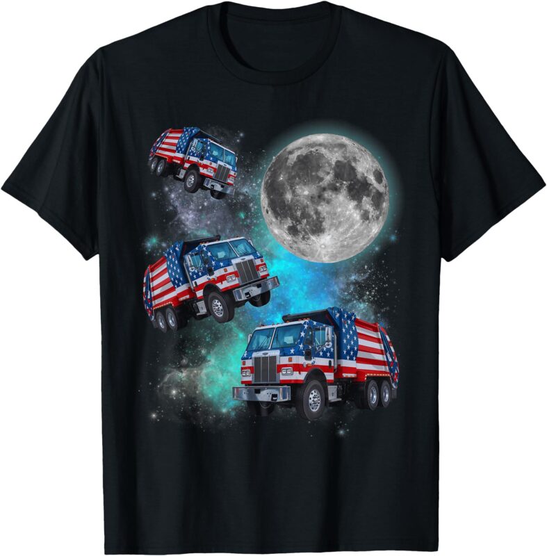 Three Garbage Truck Moon America’s Favorite Garbage Man T-Shirt