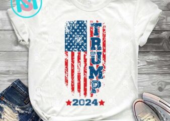 Trump 2024 American Flag SVG, Donald Trump SVG, President SVG EPS DXF PNG t shirt designs for sale