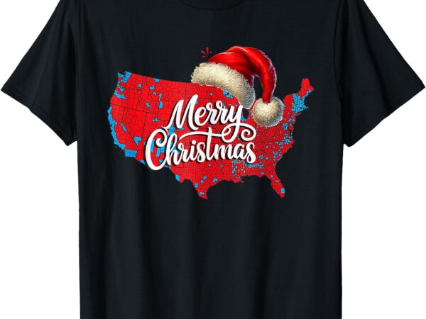 Trump election map merry christmas holiday santa hat xmas t-shirt