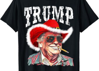 Trump Santa Cowboy Hat Christmas Texas Western Howdy Xmas T-Shirt