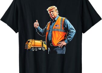 Trump Thumbs Up Garbage Truck Worker American Flag Vest T-Shirt