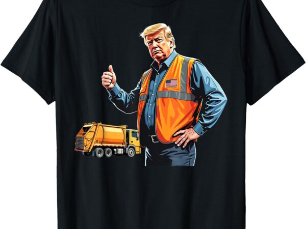 Trump thumbs up garbage truck worker american flag vest t-shirt