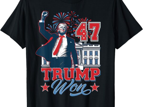 Trump won again 2024 election president 47 th american flag t-shirt