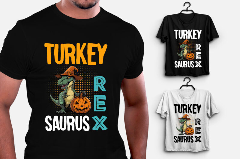 Turkey Saurus T rex Thanksgiving T-Shirt Design