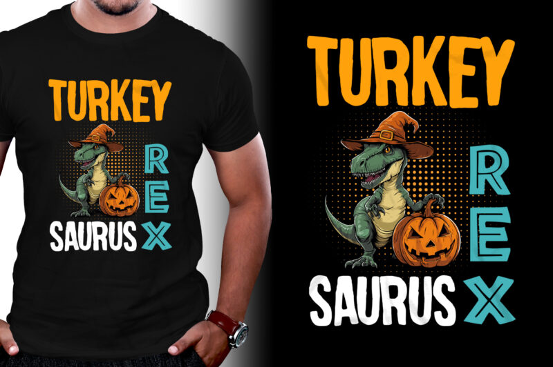 Turkey Saurus T rex Thanksgiving T-Shirt Design