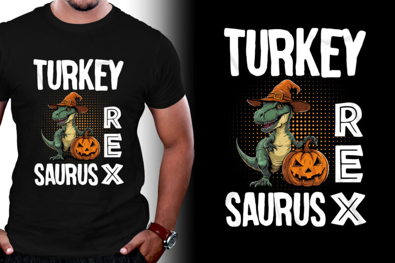 Turkey Saurus T rex Thanksgiving T-Shirt Design