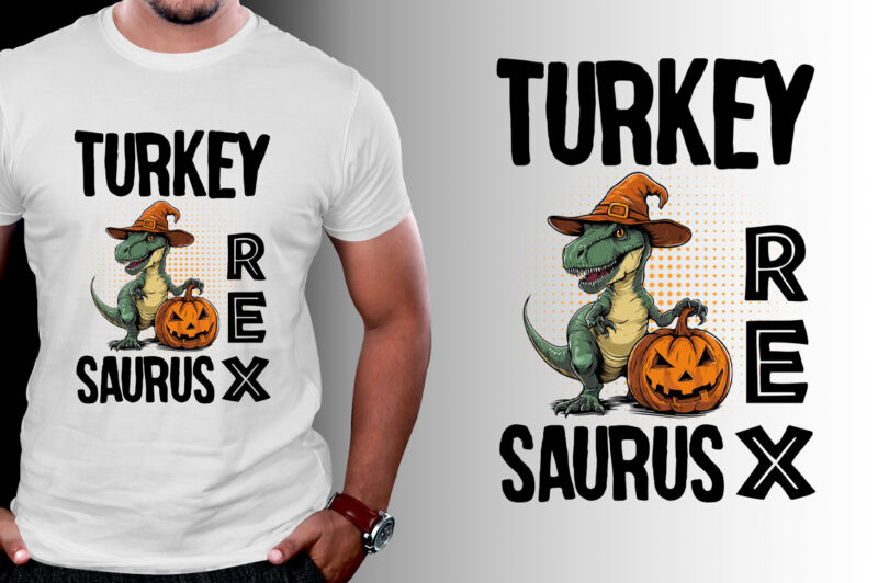 Turkey Saurus T rex Thanksgiving T-Shirt Design