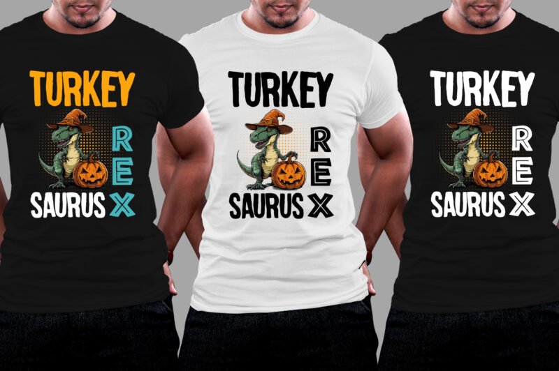 Turkey Saurus T rex Thanksgiving T-Shirt Design