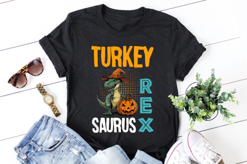 Turkey Saurus T rex Thanksgiving T-Shirt Design