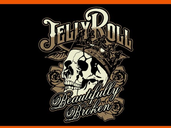 Jelly roll beautifully broken skull svg, beautifully broken skull svg vector clipart