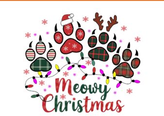 Cat Merry Christmas PNG, Cat Xmas PNG, Cat Light Christmas PNG