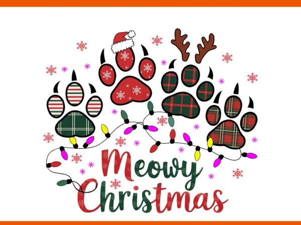 Cat merry christmas png, cat xmas png, cat light christmas png t shirt vector file