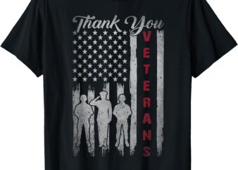 Veterans Day Thank You Veterans Proud Patriotic USA Flag T-Shirt