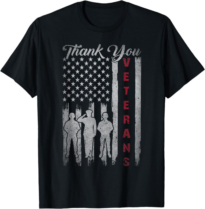 Veterans Day Thank You Veterans Proud Patriotic USA Flag T-Shirt