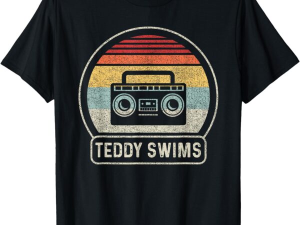 Vintage cassette tape teddy swims 90s music retro sunset t-shirt