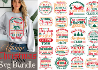 Vintage Christmas Sign T-shirt Bundle Vintage Christmas Sign SVG Bundle