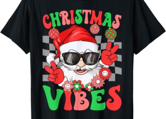 Vintage Groovy Santa Claus Christmas Vibes Men Womens Kids T-Shirt