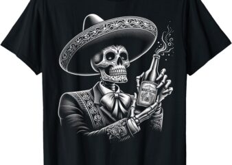 Vintage Skeleton Tequila Mexico Dia De Los Muertos Mexican T-Shirt