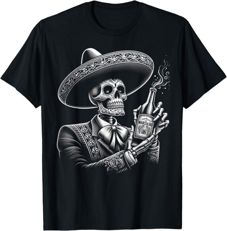 Vintage Skeleton Tequila Mexico Dia De Los Muertos Mexican T-Shirt