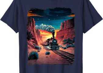 Vintage Steam Engine Locomotive Train Desert Canyon Railway T-Shirt