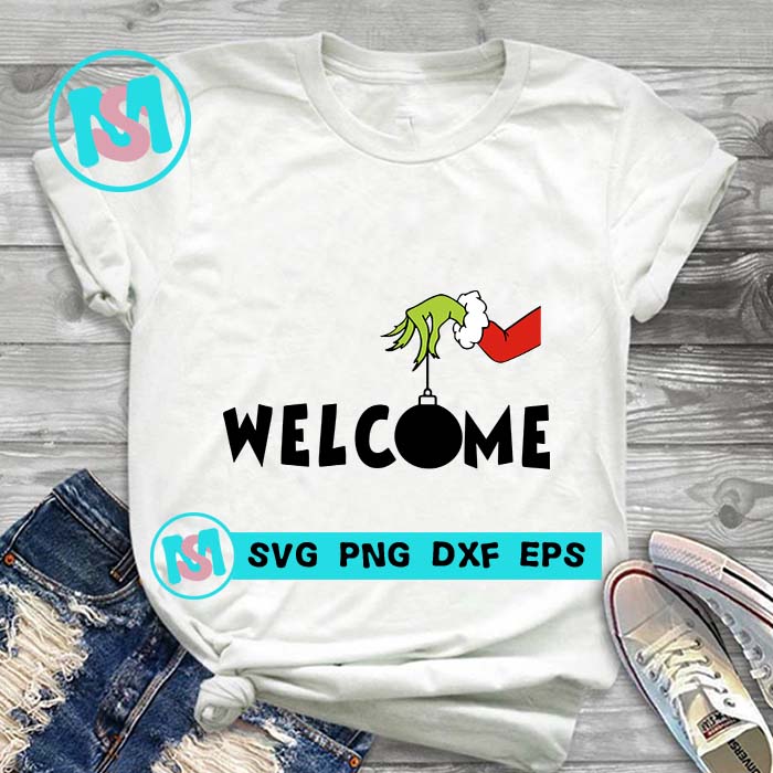 Welcome Grinch Hand SVG, Merry Christmas SVG, Xmas SVG